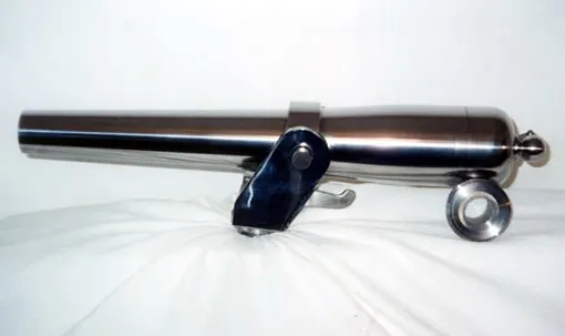 Late 19th century pattern naval deck signal cannon in swivel mount
